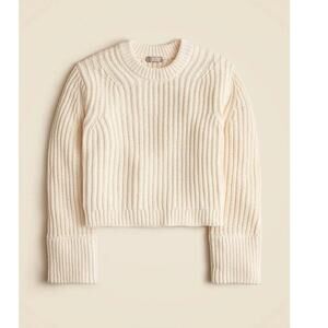 J. Crew Heritage Cotton Fisherman Crewneck Sweater Antique White Size XS NWT